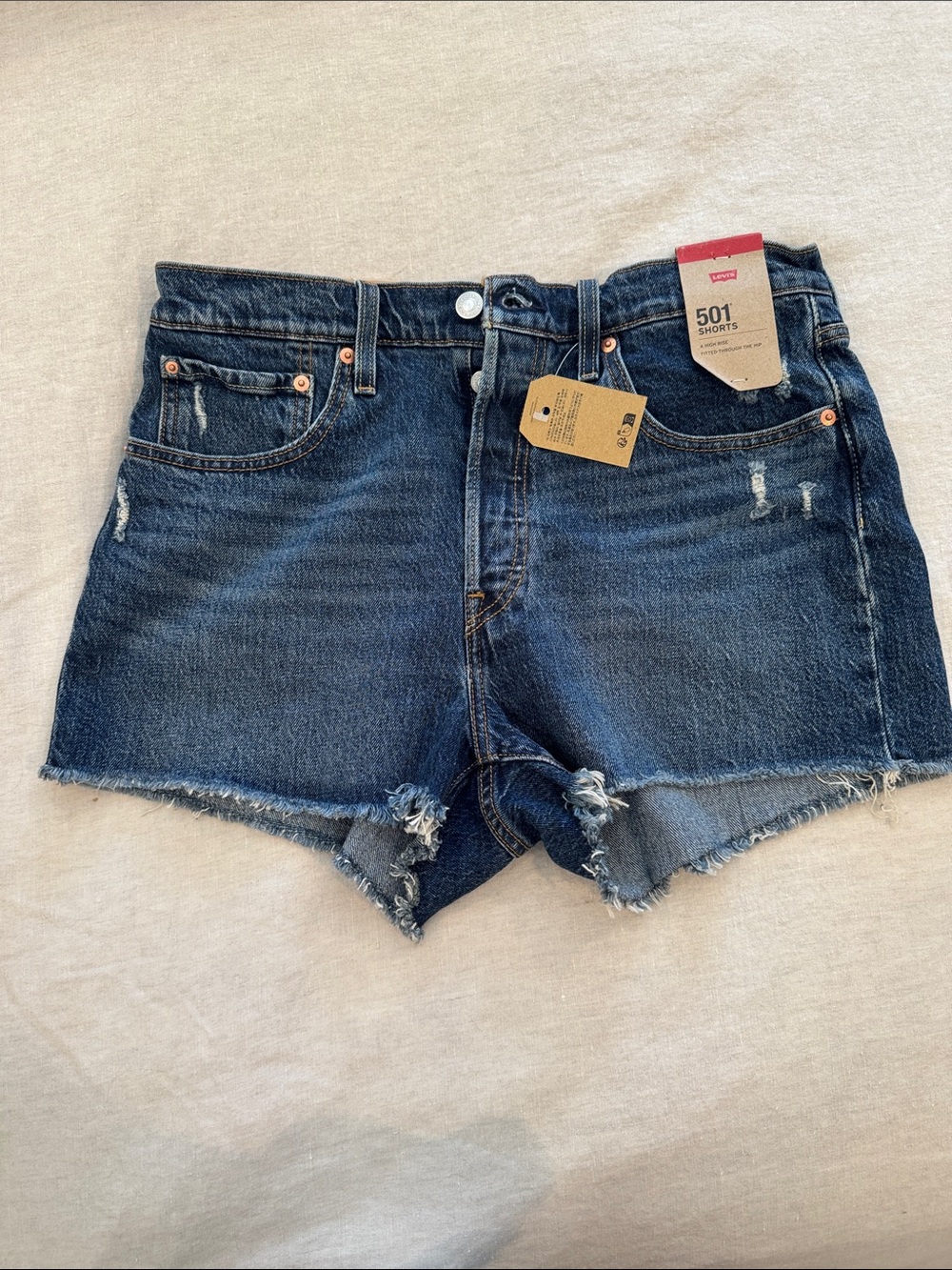 Levi's 501 High-Rise Dark Blue Denim Cutoff Shorts